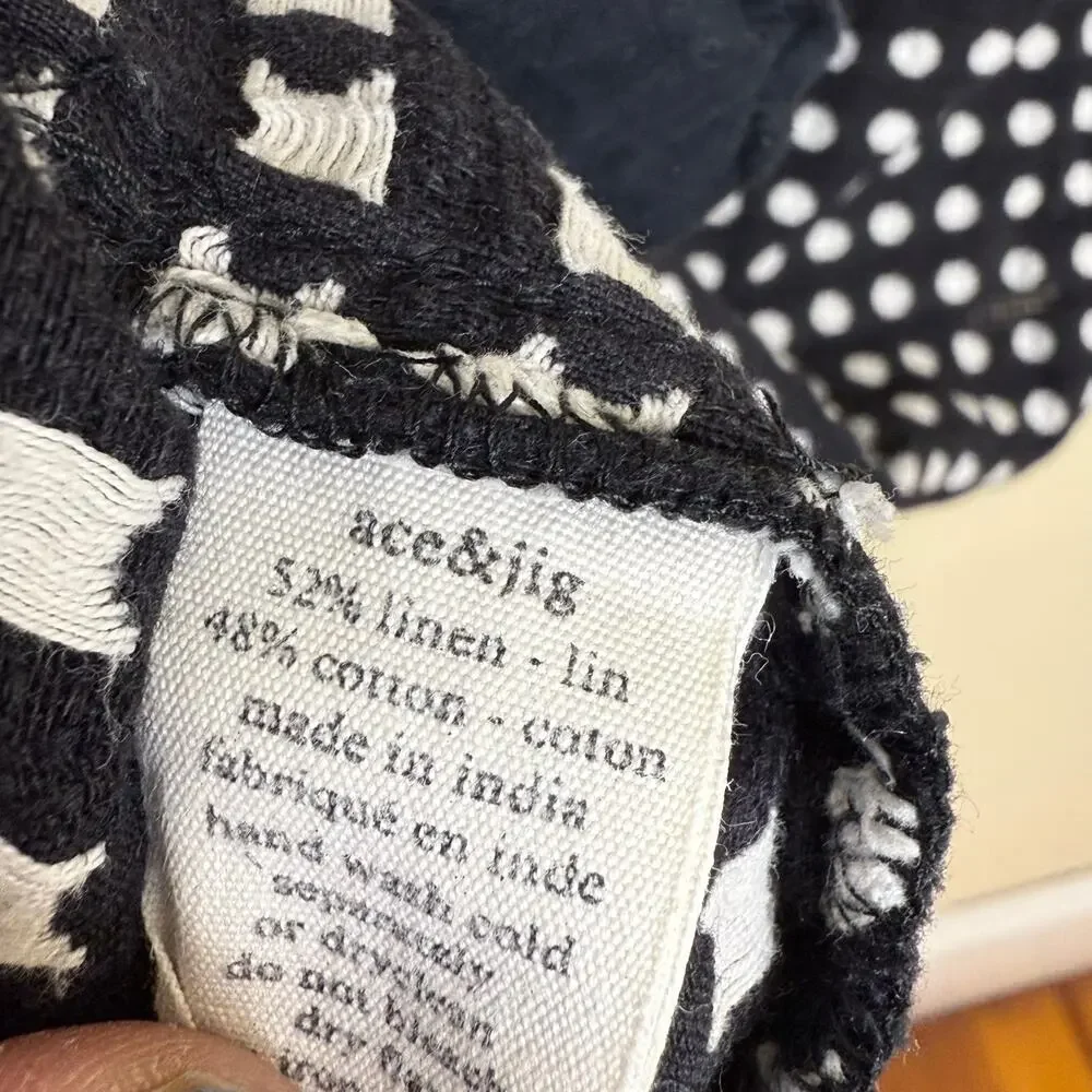 Ace & Jig Mini Dress Women’s Medium Black White Polka Dot Linen Cotton Boho Chic